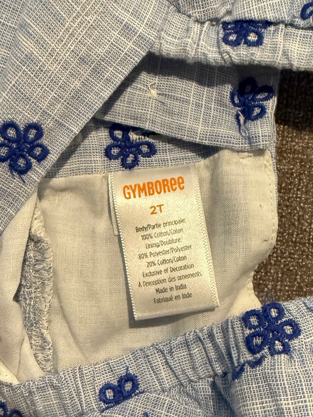 Gymboree Light Blue Eyelet Dress with Navy Floral Embroidery 2T - Picture 2 of 3